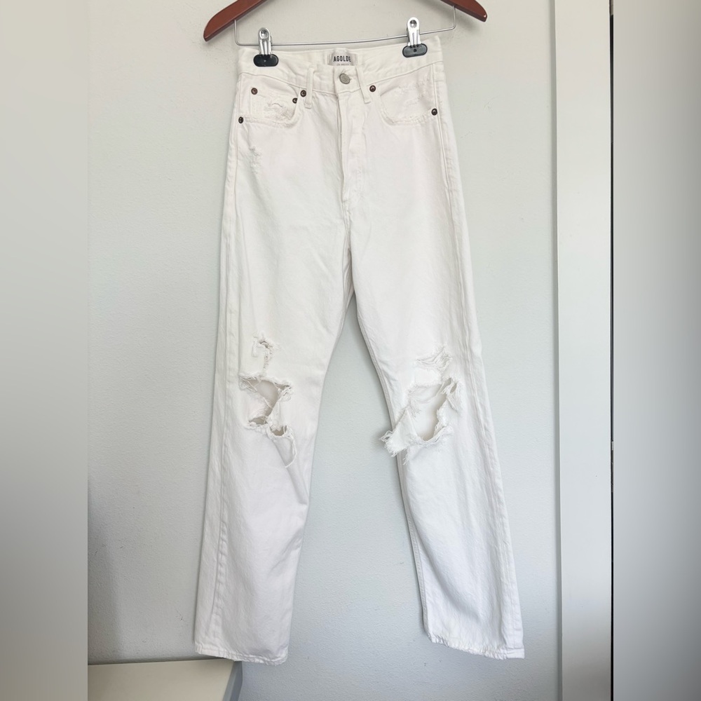 AGOLDE WHITE DENIM STRAIGHT LEG JEANS SZ 23